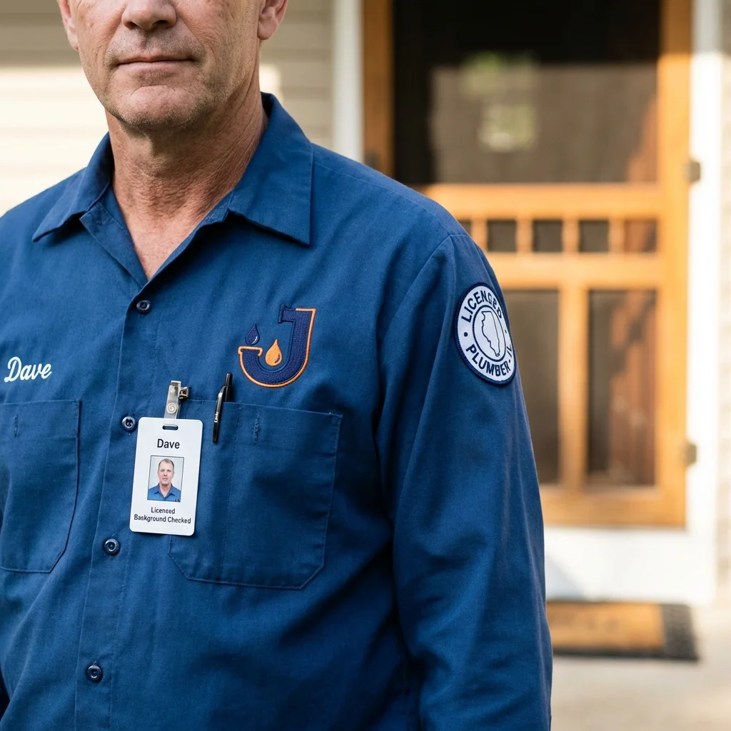 Licensed plumber showing ID badge in Alachua, FL