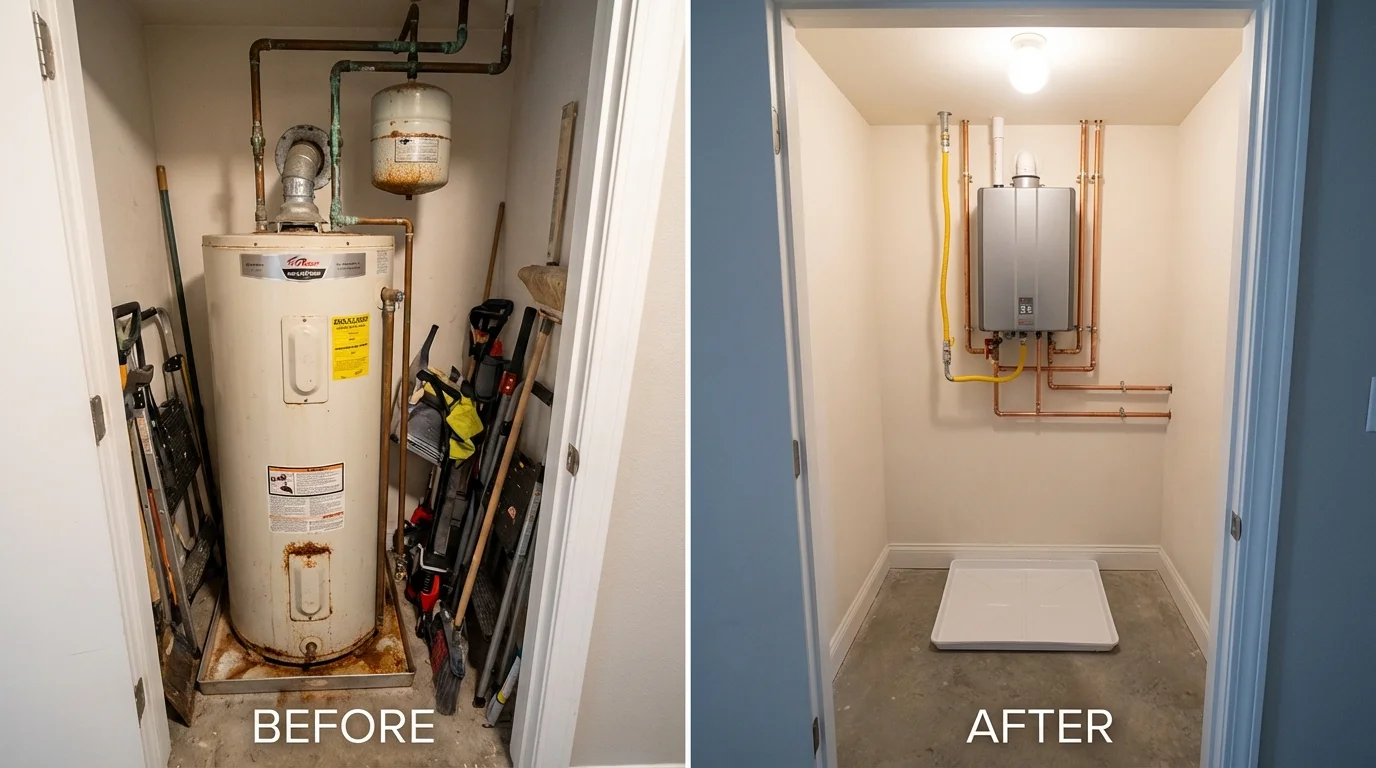 Tank water heater versus wall-mounted tankless unit comparison for Alachua, FL homeowners